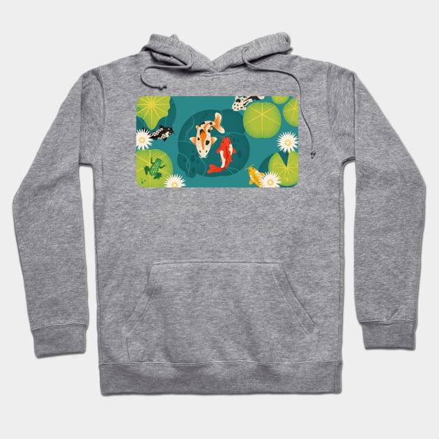 Koi Fish Pond Minimalist Hoodie by Nomi